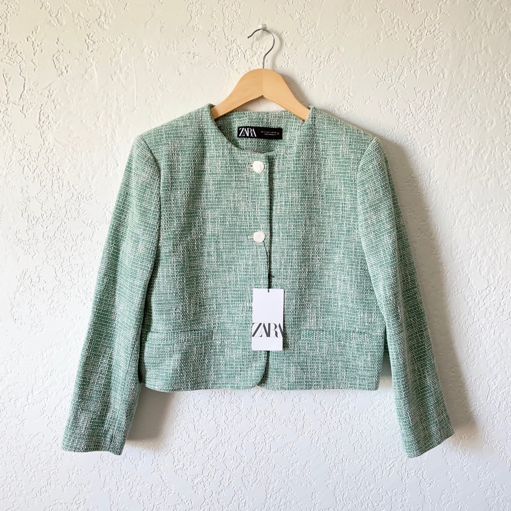 Zara Textured Crop Blazer